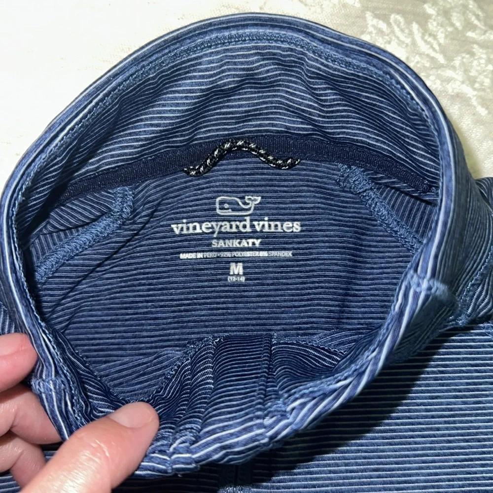 Vineyard Vines Sankaty 1/4 Zip, striped, Blue Performance Youth M. - Picture 3 of 3